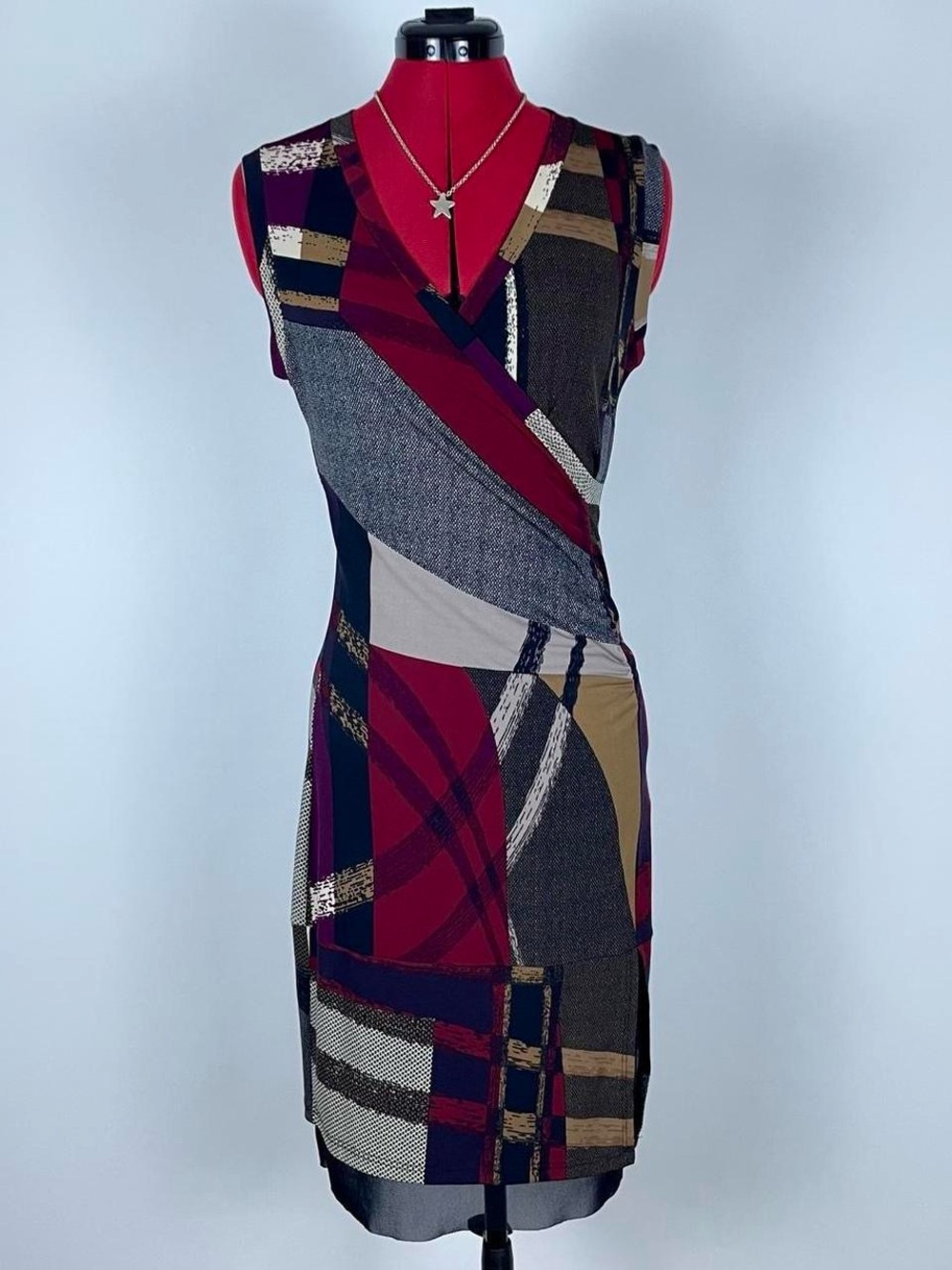 Vintage Y2K Abstract Patchwork Midi Dress